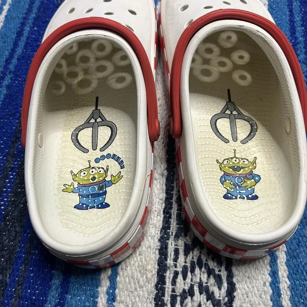 Crocs Disney Toy Story Pizza Planet Clog Shoes Mens 9 Womens 11 Red White Pixar